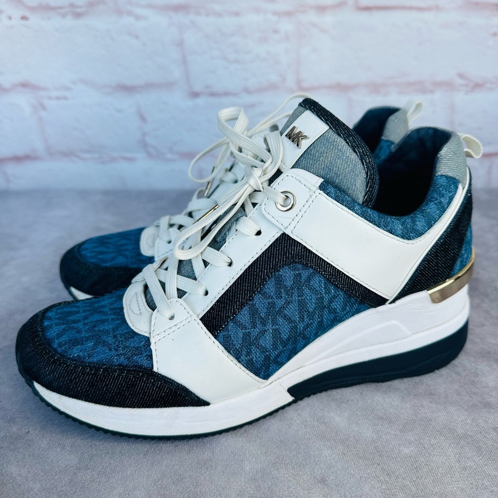 Michael Kors Denim Georgie Wedge Sneakers 8